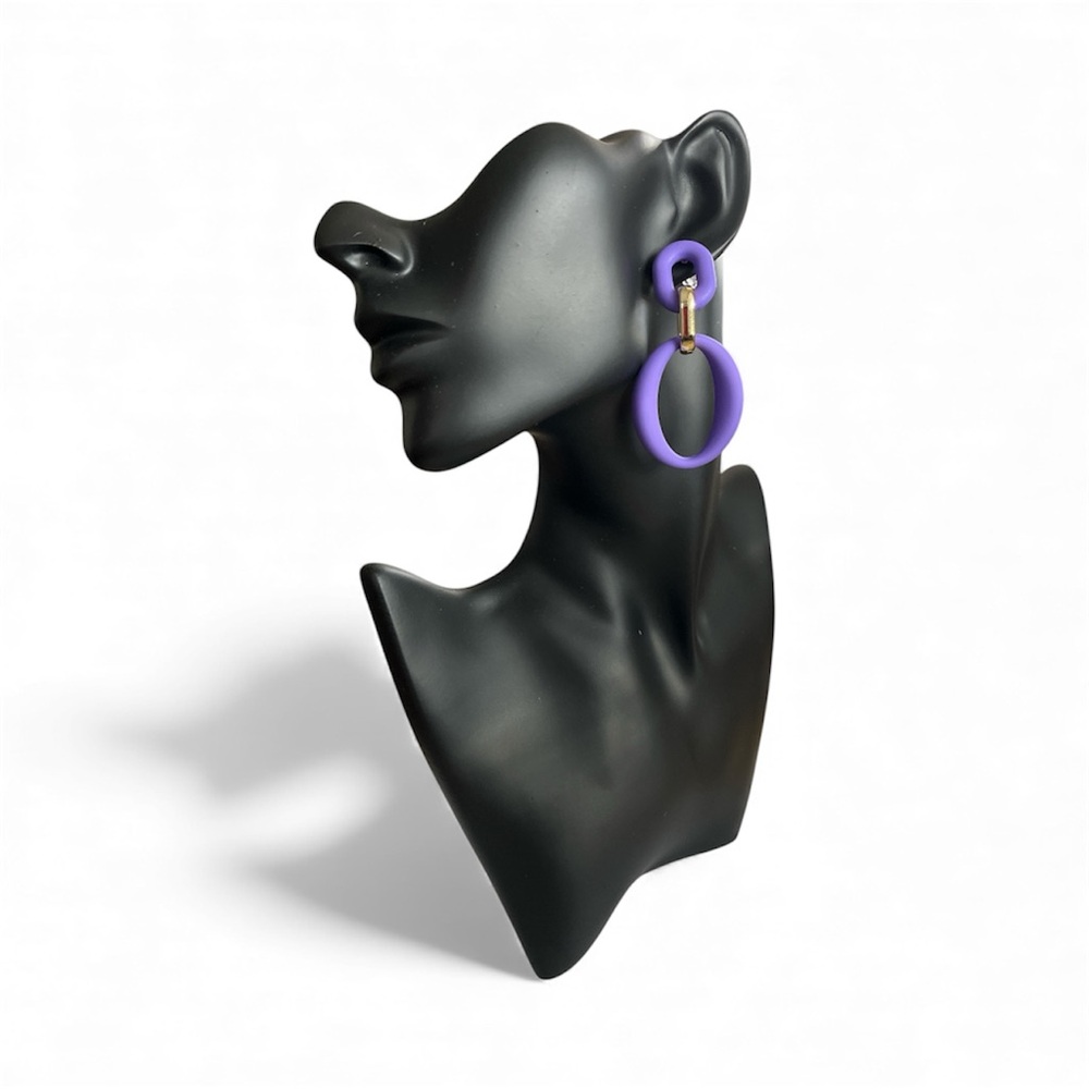 Elegant Purple Double Hoop Fashion Earrings - Picture 2 of 6